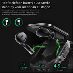 DrPhone DualX Duo2 - Smartwatch met Ingebouwde Oordoppen - Bluetooth 5, NFC, Gezondheidsmonitoring & Automatisch Opladen - Wit — thumbnail 3