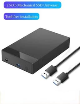 Kraftverdia - Externe Hdd Zaak - Externe harde schijf behuizing – 2.5" en 3.5" USB 3.0 naar SATA – Toolvrije externe behuizing – Compacte en lichte harde schijf adapter - Zwart — thumbnail 1