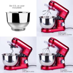 Krachtige 1500W Keukenmachine RVS Kom 5.5L - 6 Snelheden & 4 Accessoires — thumbnail 5