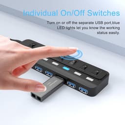 7-Poorts USB 3.0 Hub Splitter met Individuele Aan/Uit Schakelaars en LED Indicatoren — thumbnail 2