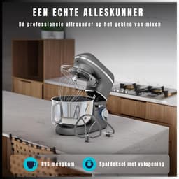SAVI® Mixer met mengkom - Mixer - Mixer met mengkom keukenmachine - Zilver/ Zwart - 22cm x 35cm x 30cm — thumbnail 4