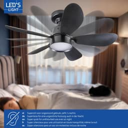 LED's Light - Zwarte plafondventilator met lamp - Ø 53 cm - Instelbare lichtkleur - 25W 1100 LM 3000K/6500K - Plafondlampen met Ventilator & Lamp — thumbnail 4