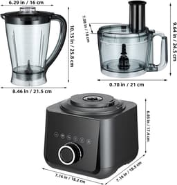 Keukenmachine met 2,5 liter Kom – Professionele Voedselverwerker voor Snijden, Hakken, Pureren & Deeg – Voor Thuis & Horeca – EU-stekker — thumbnail 4
