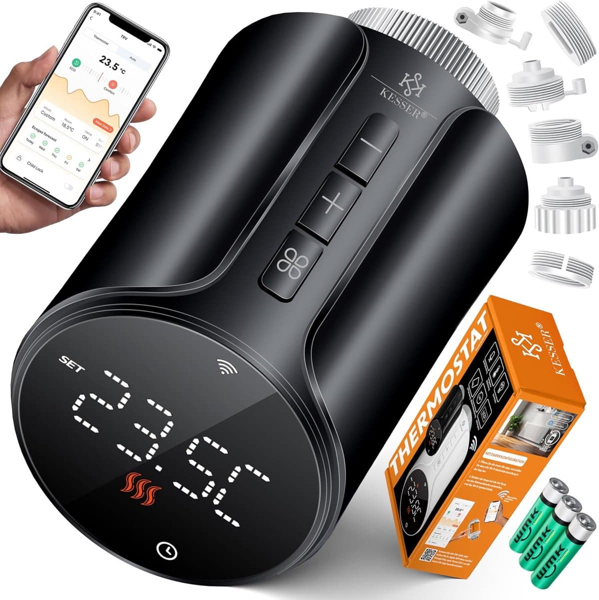 Slimme WiFi Radiatorthermostaat Set van 3 met App en Spraakbediening — afbeelding 1