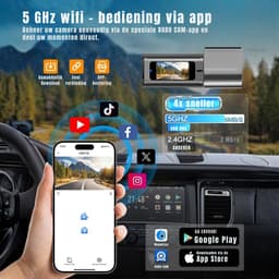 DnA® Dashcam - Dashcam Voor Auto - Dashcams - Dashcam Voor Auto Voor en Achter - Dashcam Draadloos - Zwart - 22cm x 14cm x 6cm — thumbnail 3