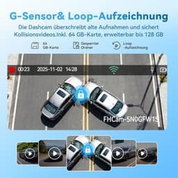 Dashcam Auto - 3 Kanaals Camera - Veilige Ritten - 490° Groothoek - 3.16 Inch Scherm — thumbnail 4