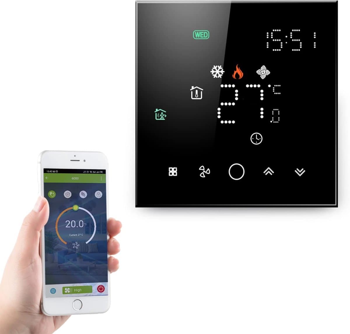 Slimme Wifi Thermostaat voor Airconditioning - Temperatuurregelaar met LCD Scherm - Werkt met Alexa & Google Home — afbeelding 1