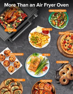 Airfryer Convectieoven - Mini Oven Broodroosteroven - Snel en gelijkmatig koken - 12-in-1 functies - 21 QT - Zwart — thumbnail 2