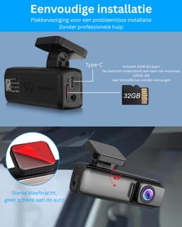 DVDSS® Dashcam voor auto voor en achter - Dashcam met parkeerbewaking - 1080p - Zwart — thumbnail 5