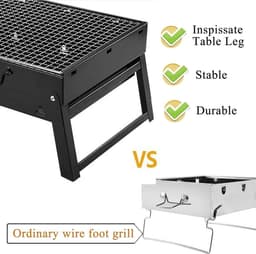 Borvat® Opvouwbare BBQ - Draagbare tafelgrill - Rechthoekig ontwerp - Compact en lichtgewicht - Zwart — thumbnail 4
