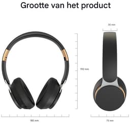 TuseRxln Bluetooth hoofdtelefoon – Over-ear – 65 uur speelduur – 1 stuks – Voor telefoon/PC/TV – blauw — thumbnail 2