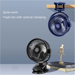 Ventilator - USB ventilator - Mini ventilator - Tafelventilator - Met klem - 3 instelbare snelheden - Verstelbare hoek - Draagbare koelventilator - Ideaal voor kantoor, school & studentenkamers - Zwart — thumbnail 2