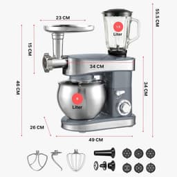 Krachtige 3-in-1 Keukenmachine met 2000W, Kneedfunctie, Pastamaker en 1.5L Mixer — thumbnail 3