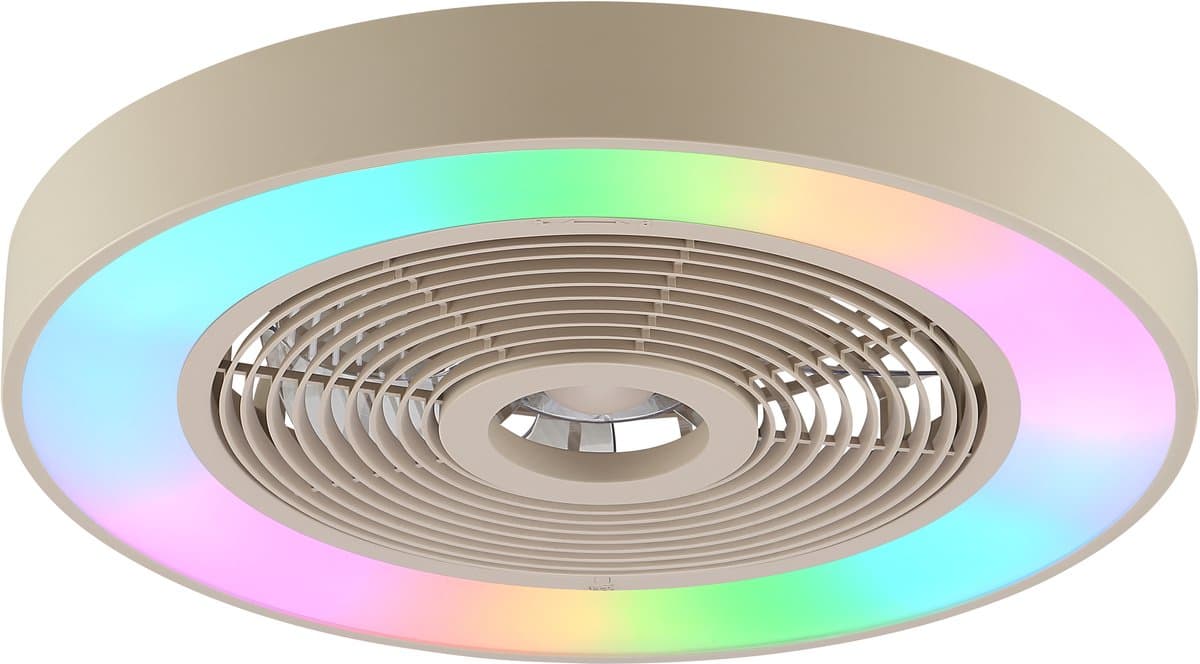 Brilliant Catania - Plafondventilator - LED 40W - CCT - 2700K-6500K - Dimbaar - ICRGB - Nachtlicht - Timer - Afstandsbieding - Beige — afbeelding 1