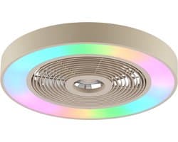 Brilliant Catania - Plafondventilator - LED 40W - CCT - 2700K-6500K - Dimbaar - ICRGB - Nachtlicht - Timer - Afstandsbieding - Beige