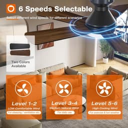 5 Blad Plafondventilator | Met Afstandsbediening | 6 Standen | Geheugenfunctie | Zwart/Bruin | Ventilator | 132 cm | Dimbaar | Woonkamerlamp | Moderne lamp — thumbnail 3