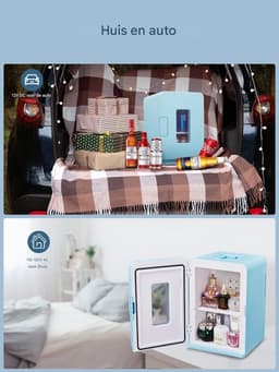 2 in 1 Mini Koelkast 15L - Compacte Koelkast met Koel en Verwarmfunctie - Draagbare Mini Fridge DC en AC - Kleine Koelkast voor Auto Kamer en Kantoor - Stille Energiezuinige Cosmetica en Dranken Koelkast - Mini Koelkast - Mini Koelkasten Voor Drinken — thumbnail 2