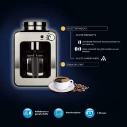 Koffiemachine met Bonen - Volautomatische Koffiemachine - Espressomachine - 600 W - Zilver — thumbnail 5