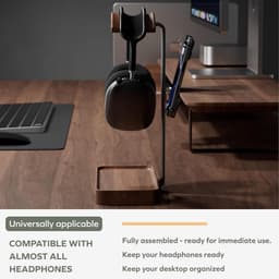 Notenhouten Koptelefoon Standaard - Koptelefoon houder - Headset houder - Gaming Headset Stand - Met Opbergbasis - Hoofdtelefoon Standaard Bureau - Koptelefoon Standaard Universeel — thumbnail 3