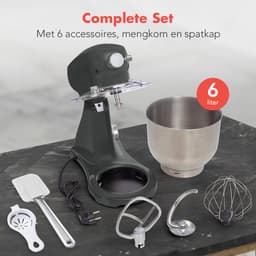 KitchenBrothers Keukenrobot - Keukenmachine - 6,2L Mengkom - 1800W - BPA-vrij - Keukenmixer - Aluminium - Antraciet — thumbnail 2