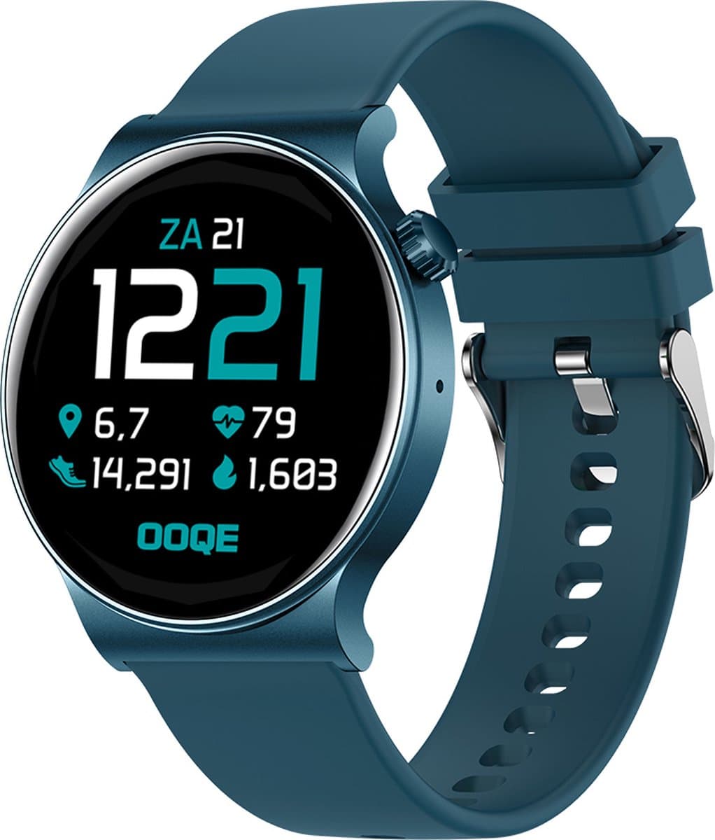 OOQE WATCH CS PRO - Smartwatch Heren en Dames | Geschikt voor iOS en Android | 10 kleuren | HD | Notificaties | Gezondheidsanalyse | Sportanalyse | GPS Koppeling | Bellen | Muziek/Audio Luisteren | Spelletjes | Ergonomisch | Nederlandstalig | Blauw — afbeelding 1