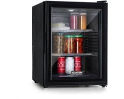Klarstein Mini-Koelkast Brooklyn 42 Glazen Deur LED 42L - Minikoelkast Minibar Drankkoeler - 12-18°C Compressorkoeling - voor Hotelkamer voor Slaapkamer - Compact - Mini Fridge - Hotelkoelkast - Kleine Koelkast - Compact Koelkast