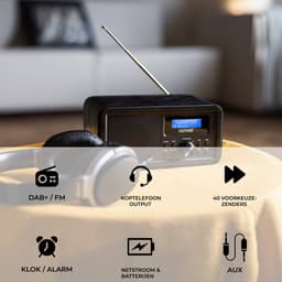 Denver DAB Radio - Retro Radio - FM Radio - Keukenradio - Draagbare radio - Batterijen & Netstroom - DAB30 - Zwart — thumbnail 3