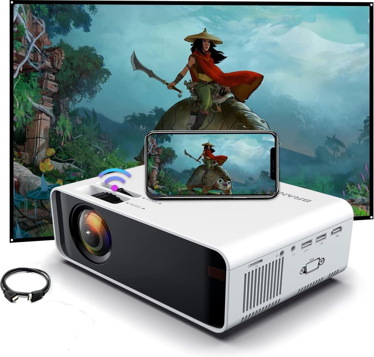 Mini Beamer - Streamen op je telefoon - Input to 1080P Full HD - Projector - Mini Projector - HDMI - USB - Wit - Draagbaar - Ingebouwde speaker — afbeelding 1