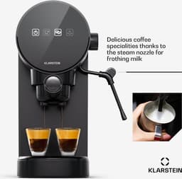 Klarstein Espresso koffiezetapparaat met melkopschuimer, 0,9 L retro mini-espressomachine met filterhouder, klein 1360 watt koffiezetapparaat, koffiemachine voor cappuccino, latte & macchiato — thumbnail 2