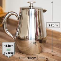 French Press koffiekan, onbreekbaar en houdt je koffie dankzij de dubbele hoes lang warm (1 liter) — thumbnail 2