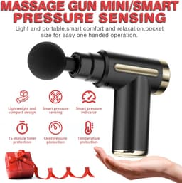 Mini Massage Gun Deep Tissue, 6 Snelheden Draadloze Handheld Spier Massager met 4 Hoofden 1800mAh Batterij & Type-C Opladen, Super Stil Oplaadbaar Apparaat Pijnverlichting, Geschenken, Black02 — thumbnail 4