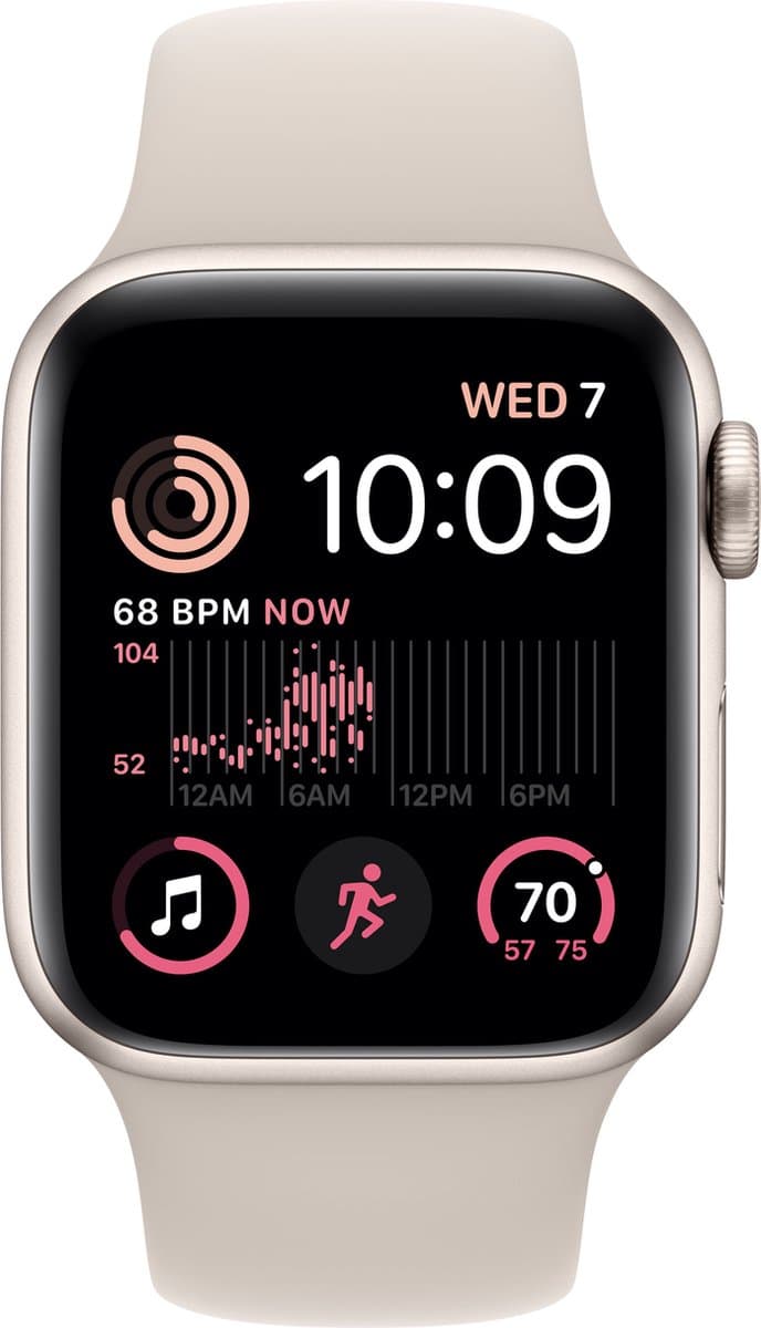 Apple Watch SE 2022 - Smartwatch dames en heren - 40 mm - Sterrenlicht Aluminium — afbeelding 1
