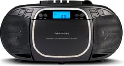 MEDION E66476 Stereo Sound Systeem (Boombox, CD-speler, MP3, cassette, draagbare cassettespeler voor kinderen, FM-radio, AUX, hoofdtelefoon, netstroom & batterij), zwart — thumbnail 1