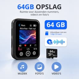GH Goods MP3 Speler met Bluetooth - MP4 - Voice recorder - Dicatafoon - Camera - FM radio - HIFI — thumbnail 2