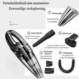 Blinxz.store – Kruimeldief – Draadloze Handstofzuiger – Autostofzuiger – Nat & Droog – 120 W – 2200 mAh – Inclusief Accessoires en Opbergzak — thumbnail 5