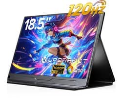 UPERFECT 18,5-inch draagbare monitor Gaming-120Hz 100% sRGB met dubbele USB-C, FHD Tweede scherm voor laptop/Switch/MacBook, ingebouwde luidsprekers, VESA-bevestiging