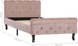 Bedframe, roze fluweel, 90 x 200 cm, klassiek bedframe met fluwelen bekleding en grenenhouten poten voor elegante slaapkamerdecoratie — thumbnail 5