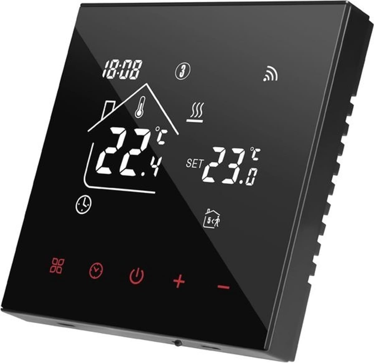 Slimme programmeerbare wifi-thermostaat - voor ketelverwarming - met touchscreen, zwart, Tuya-app en Smart Life - Beok TDR89B-WIFI-WPB — afbeelding 1