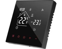 Slimme programmeerbare wifi-thermostaat - voor ketelverwarming - met touchscreen, zwart, Tuya-app en Smart Life - Beok TDR89B-WIFI-WPB