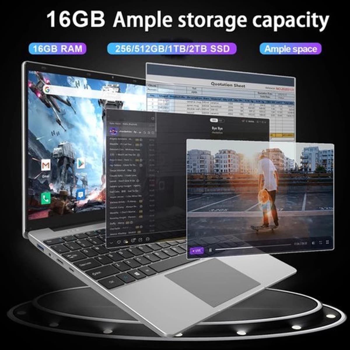 Laptop Draagbaar - 16 GB RAM 256 GB SSD - 14.1 Inch FHD IPS Scherm - Intel Core I9 - Windows 11 Pro - Zilver — afbeelding 1