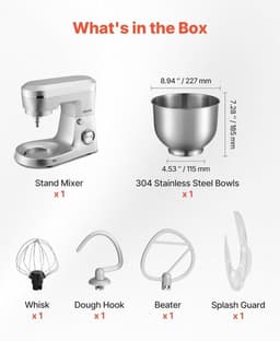 Keukenmachine - Mixer Standmixer - Bakken en Koken - 10 Snelheden - 5.7 Liter - Zilver — thumbnail 3