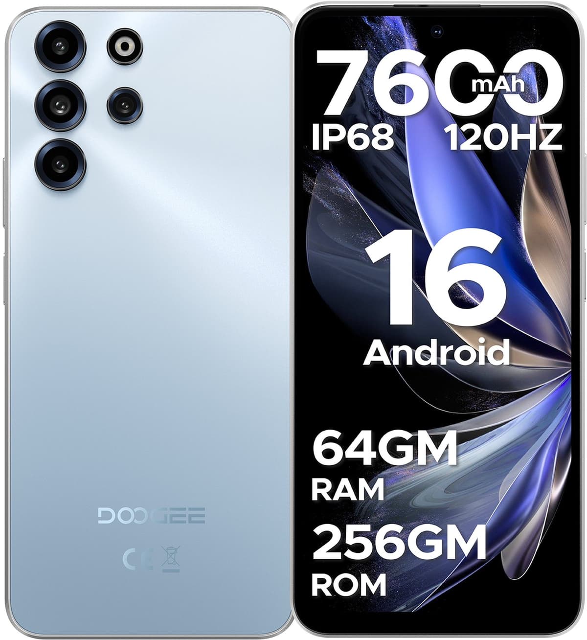 DOOGEE B10 Pro 4G - Robuuste Smartphone - Robuuste Telefoon - 64GB RAM + 256GB ROM (2TB/TF) - 6.63 FHD+120Hz - 7600mAh/33W - IP68/IP69K Waterproof Phone - Helio G100 - Face ID - NFC - OTG — afbeelding 1