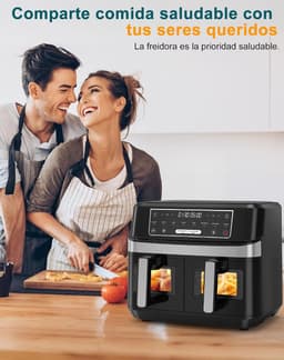 Hete Lucht Friteuse - Dubbele Airfryer - Gezond Koken - XXL Capaciteit - 10 Liter - Zwart — thumbnail 5