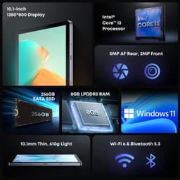 Laptop 10.1 Inch i3 8GB 256GB - Windows 11 Home - IPS Scherm - Intel UHD615 - Lichtgewicht Aluminium - Touchscreen — thumbnail 2