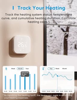 Slimme Thermostaat Boiler Vloerverwarming WLAN-verwarmingsthermostaat Kamerthermostaat Verwarmen & koelen Intelligente wandthermostaat voor Alexa & Google spraakbesturing, afstandsbediening — thumbnail 3