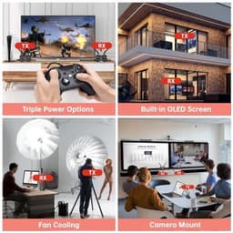 Draadloze HDMI Video Transmitter en Receiver Pro – tot 6 RXs, 400 m ondersteunt HDMI loopout/OLED-scherm/Smart Channel, voor fotografie, laptop, films, tv, monitor, beamer (Zwart) — thumbnail 5