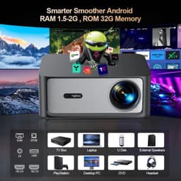 Beamer Android 11 Projector - 200 W Vermogen - 1920 x 1080 Resolutie - LCD Scherm - Voor Thuis En Zakelijk Gebruik — thumbnail 1