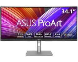 ASUS ProArt Display PA34VCNV - UWQHD Curved Professional Monitor - Delta E < 2 kleurnauwkeurigheid - Calman Gecertificeerd - USB-C 96W - 32 Inch