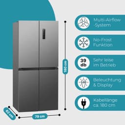 Bomann KG 7358 – Amerikaanse Koelkast - French Door - Cross Door Koel-vriescombinatie - 362 Liter - Total No Frost - Inox — thumbnail 4