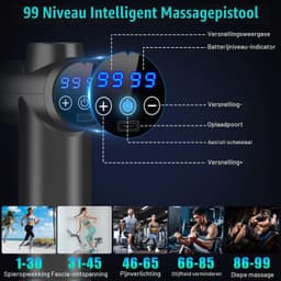 Mini-spiermassagegeweer, ultrastil massagegeweer, 99 snelheden, 8 massagekoppen, LCD-scherm, draagbare elektrische stimulators om spierpijn te verlichten — thumbnail 2